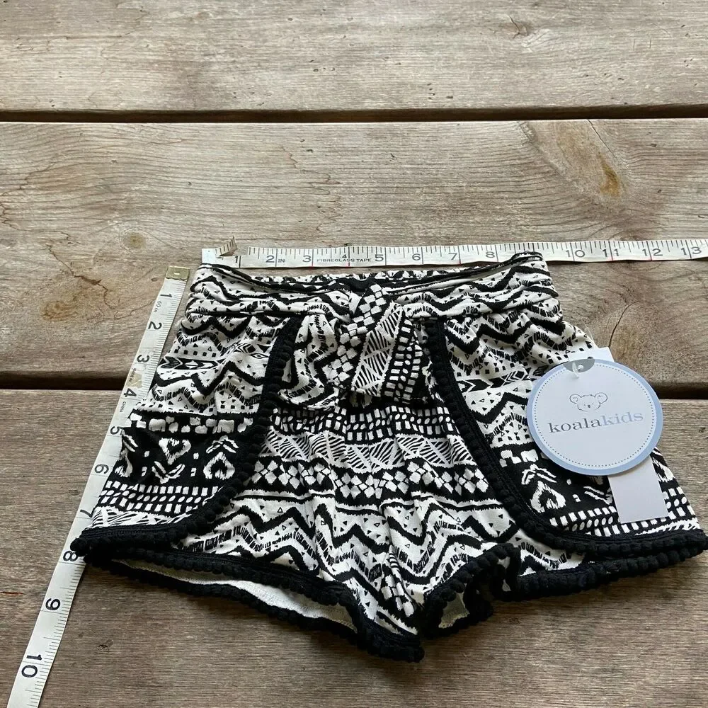 Koala Kids Girls Outfit‎ Size 2T Sahara Black Cream Lace Funky Print Top Shorts